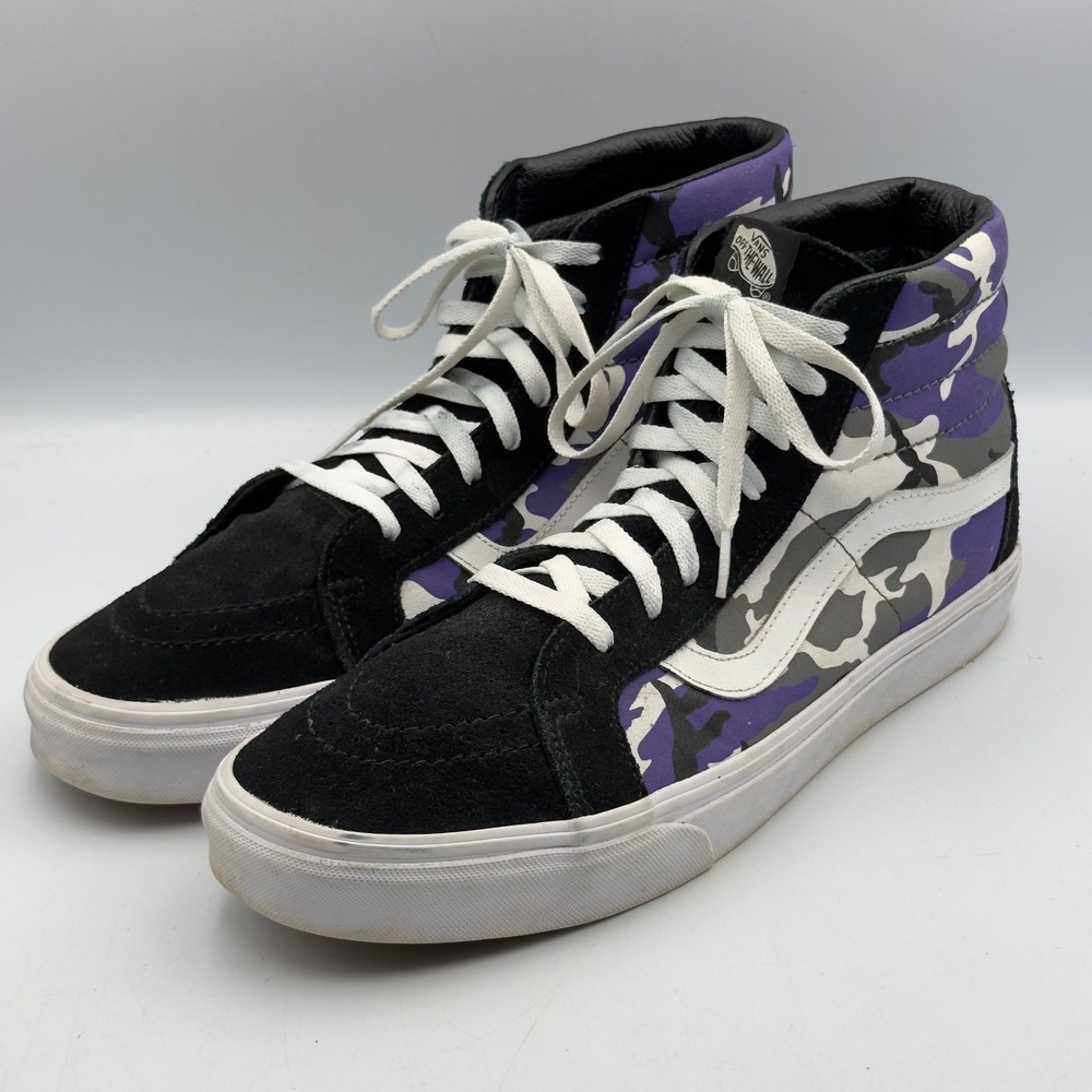 Vans Sk8-Hi Purple Camo Black Suede High Top Skate Shoes Mens 13 VN0A38GEVMO